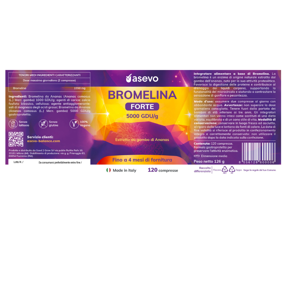 Integratore di Bromelina Forte 5000 GDU: drenante, migliora la digestione, contrasta la ritenzione idrica